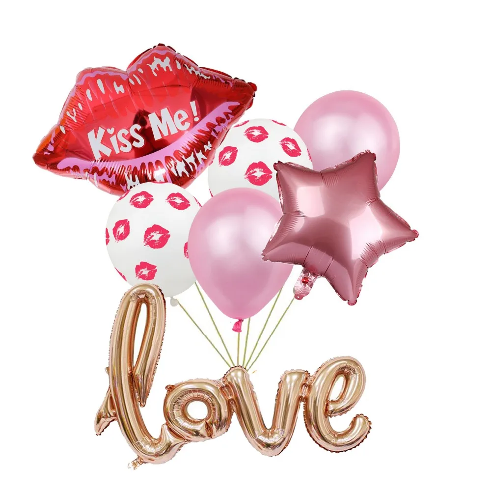 Kiss Me Red Lip воздушный шар с дизайном любовь набор гелиевый красный конфетти