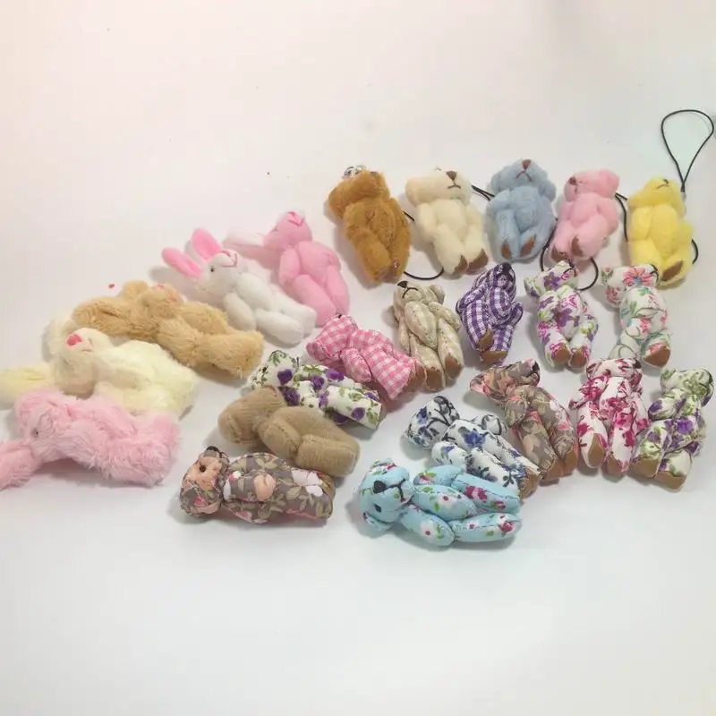 100 шт Супер Kawaii 4 5 см цветок Печать Ткань Совместное Плюшевый мишка плюшевая