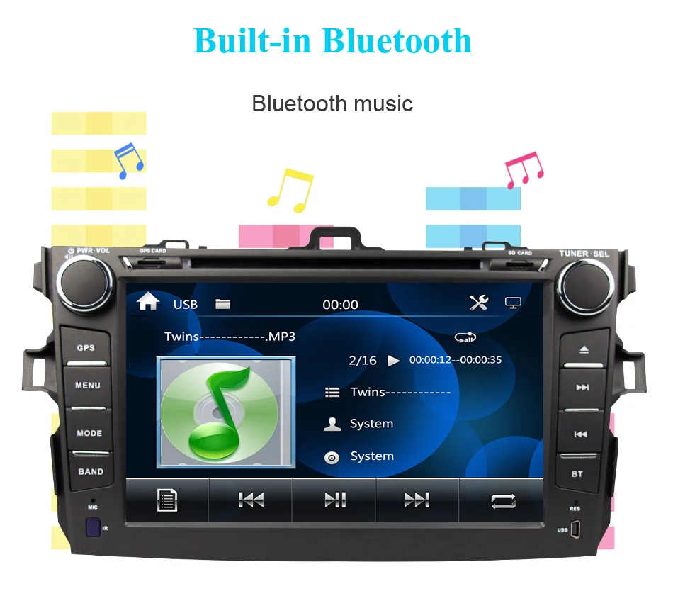 Автомобильный dvd-плеер Eunavi 2 din для Toyota Corolla 2007 2008 2009 2010 2011 2din gps навигация 8 дюймов стерео автомобильный ПК головное устройство