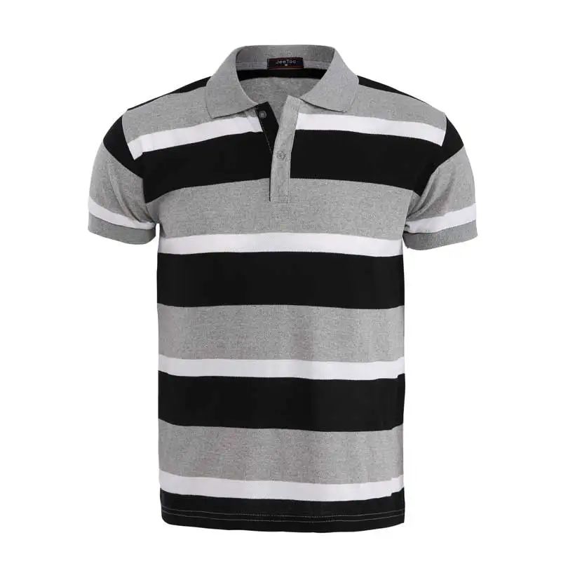 JeeToo черная полосатая Мужская рубашка с коротким рукавом хлопковая градиентная