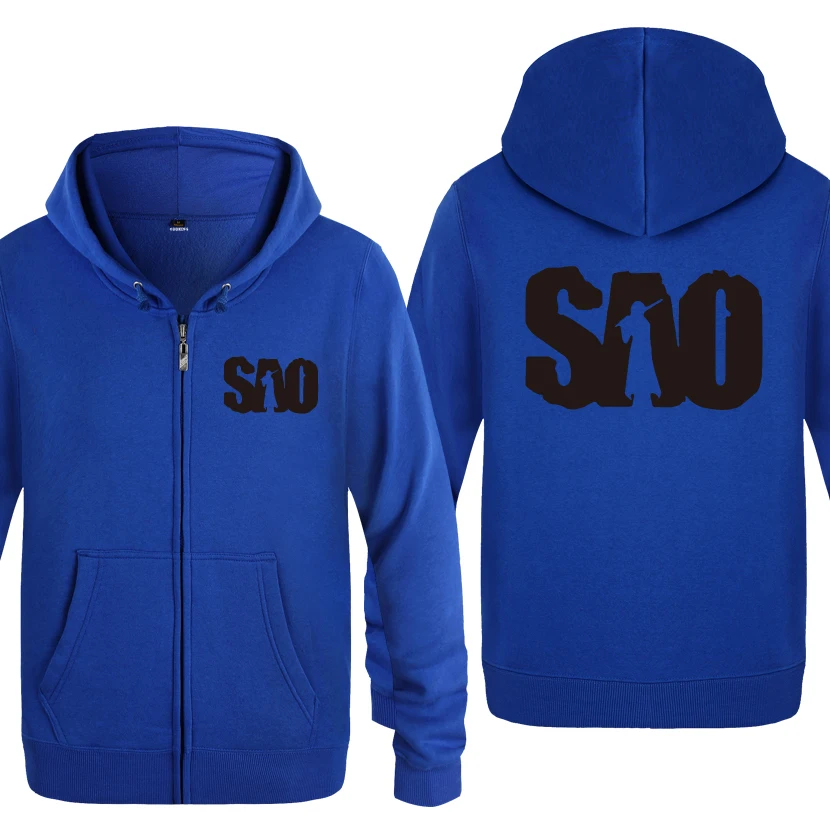 Sword Art Online SAO Anime Sweatshirts Men 2018 Mens Zipper Hooded Fleece Hoodies Cardigans | Мужская одежда