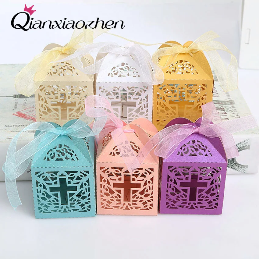 

Qianxiaozhen 50 шт. Крестовая Свадебная коробка конфет предпочтительный предмет и подарки для событий и вечерние принадлежности для крещения и кр...