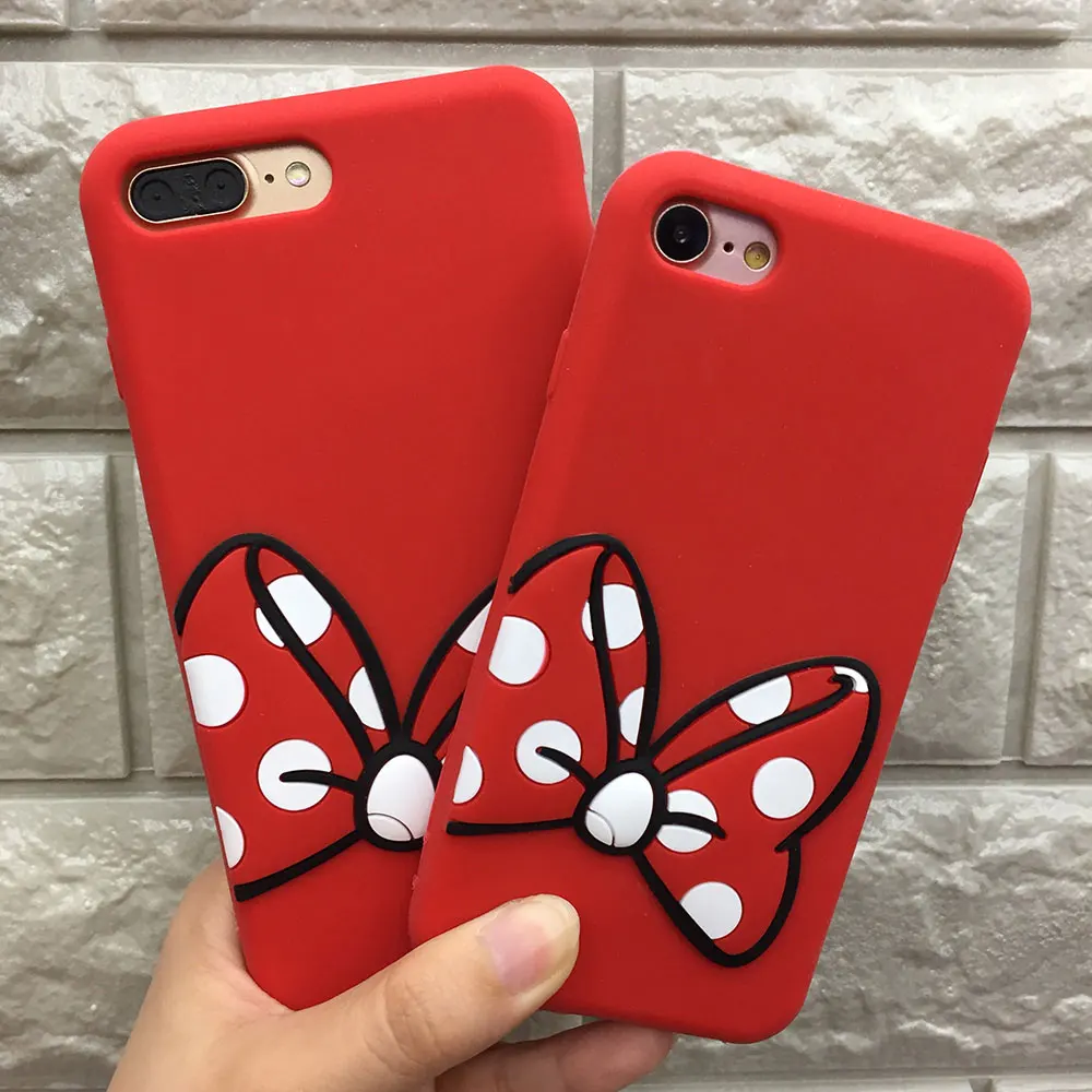 Boucho Soft Silicone Phone Cases For iphone X 6 6s 7 8 Plus 6plus Back Cover 8plus 7plus Case With 3D Bow and Fingerprint Capa |