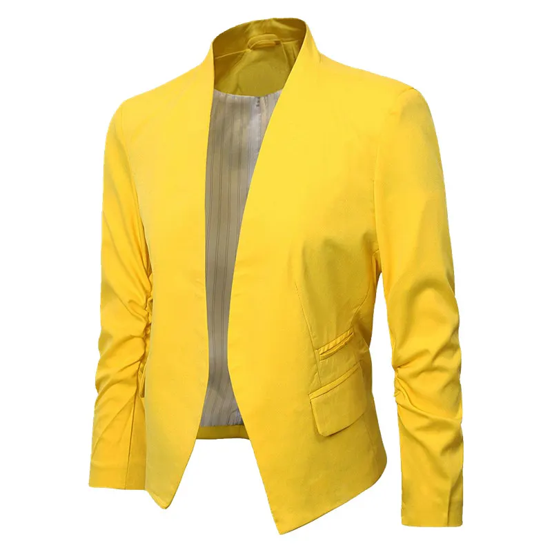 2018 женские Складные рукава легкий офисный Блейзер карамельного цвета