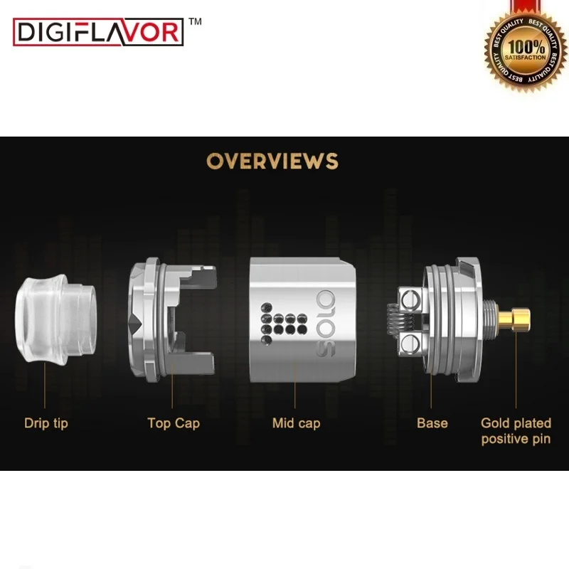Оригинал Digiflavor Drop Solo RDA Tank одна катушка 22 мм атомайзер 24 Стандартный 510 и BF Squonk Pin