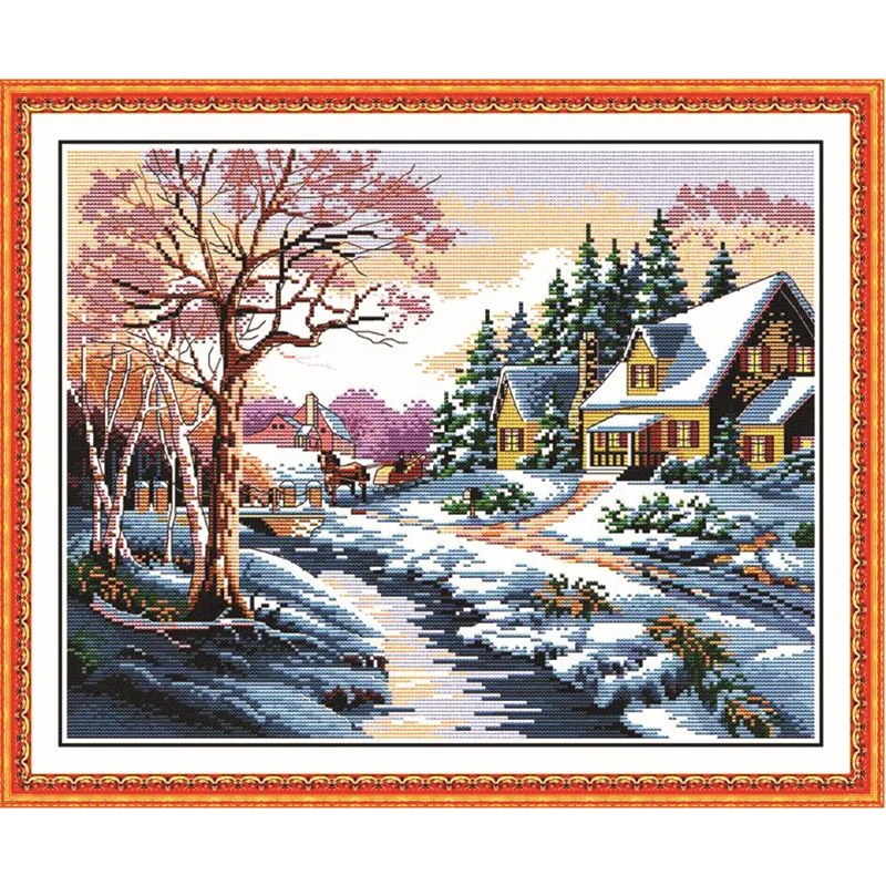 Snowscape 1 DIY Cross-stitch Needlework 11&amp14CT DMC Counted Cross Stitch Sets For Embroidery Knitting Needles Handmade Patchwork | Дом и