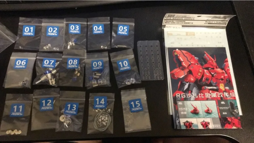JAOparts металлические модифицированные части набор для Bandai RG 1/144 MSN-04 Sazabi Gundam с наклейкой и выгравированным листом DJ026