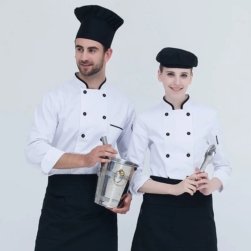 Униформа для взрослых Мужская модная куртка шеф повара с длинным рукавом Женская