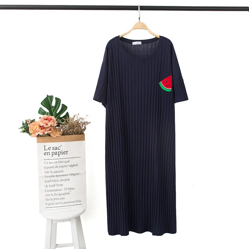 Ночная рубашка женская с круглым вырезом х/б | Женская одежда