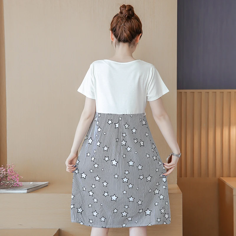 

Cotton Patchwork Maternity Nursing Dress 2018 Summer Fashion Clothes for Pregnant Women Pregnancy Feeding New