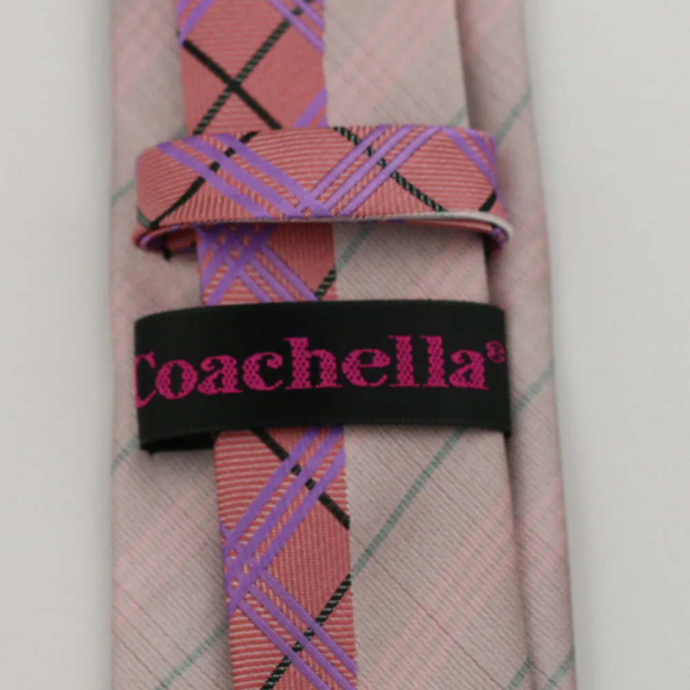 Галстук Coachella коралловый розовый галстук с фиолетовым черным галстуком в клетку