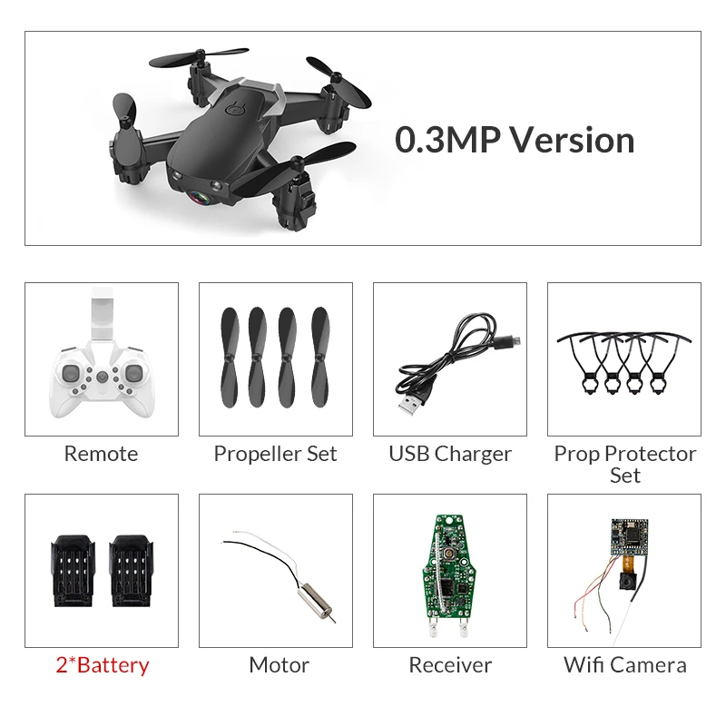 Eachine E61/E61HW Мини WiFi FPV с HD камерой режим удержания высоты складной Радиоуправляемый Дрон Квадрокоптер RTF - Цвет: black 0.3mp 2battery