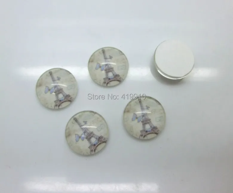 Бесплатная Shipping-30pcs синий рисунок Эйфелевой башни круглый стеклянный кабошон