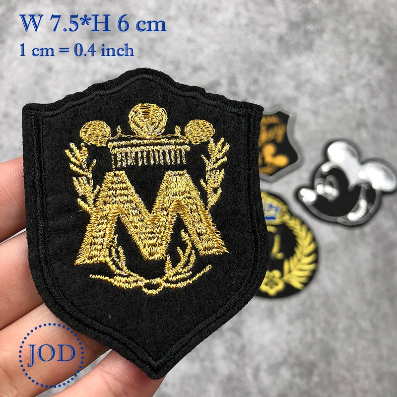 Значки JOD с черной Золотой короной железные нашивки для одежды декоративные