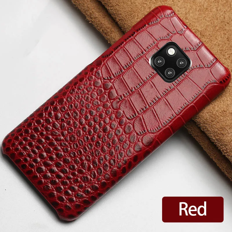 Красный Чехол из воловьей кожи для телефона huawei mate 20 9 10 Pro P8 P9 P10 P20 Lite с текстурой крокодила для Honor 8X Max 10 7X P Smart capa - Цвет: Красный