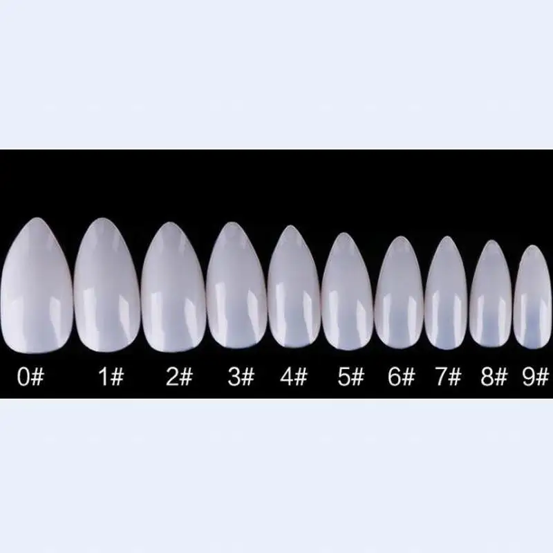 

Good quality 600/pack full cover sharp type DIY fake nail tips natural false nails shield as manicure beauty nail art salon tool