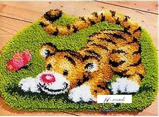 Hook Rug Kit DIY Needlework Sets Unfinished Crocheting Yarn Mat Latch Floor Picture Carpet Set Cartoon Tiger | Дом и сад