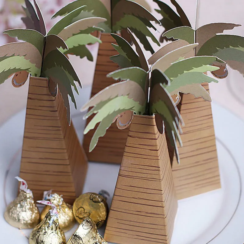 24pcs Rustic Wedding Favor Box Coconut Palm Tree Baby Shower Accessories boda Favors and Gifts | Дом и сад