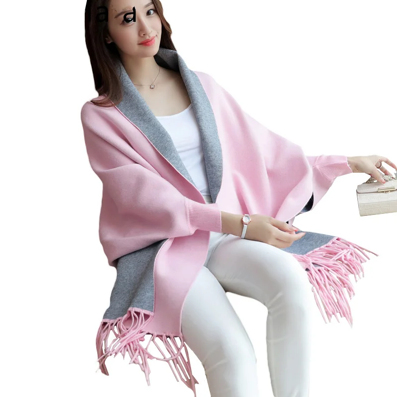 2019 New Spring Autumn Women Fashion Tassels Sweater Coat Shawl Cardigan Cloak Knitting Winter Women's 10 Color L397 |