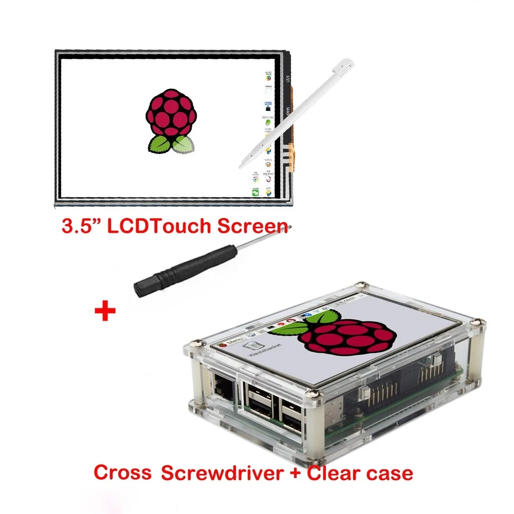 with case Экран для Raspberry Pi 3," сенсорный экран ЖК-дисплей монитор с прозрачной защитой чехол для Raspberry Pi 3 2 Модель B - Цвет: with case