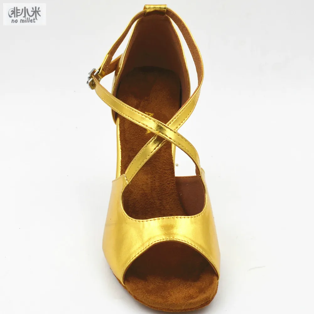 ESdance/Женская обувь из искусственной кожи для латинских танцев 8 5 см цвет золотой