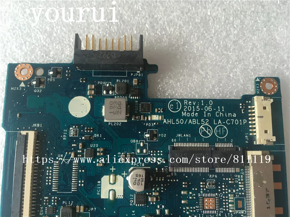 Yourui для материнская плата HP 15-AC 828179-001 828179-601 AHL50/AHL52 LA-C701P с i3-5005u Процессор полностью