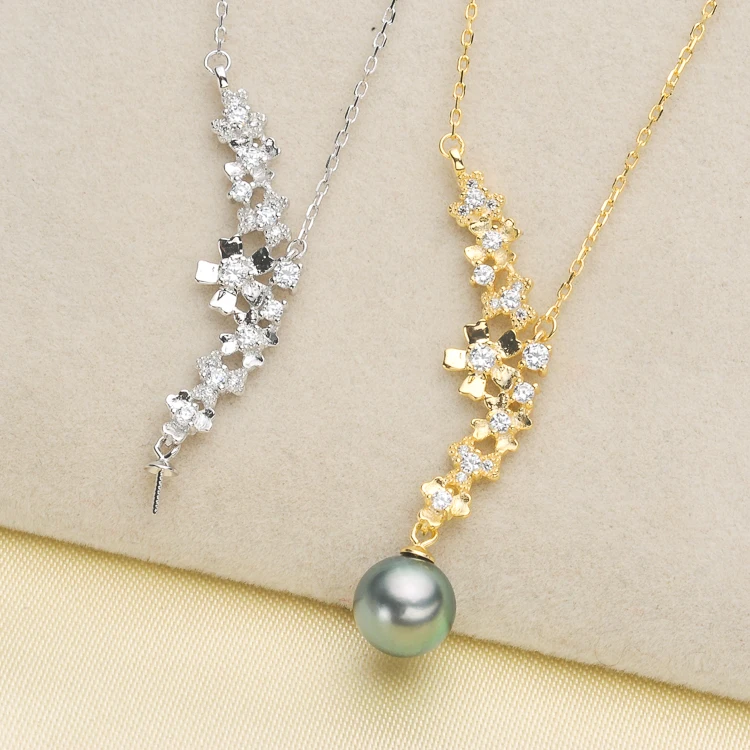 

925 Sterling Silver Pearl Party Necklace Chain with Pendant Mountings Necklace Findings Jewelry Parts Fittings Accessories