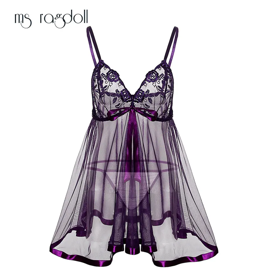 Sexy Lingerie Women Plus Size 6XL Erotic Underwear Hot Lace Sleepwear Party Gift Purple Dress for | Тематическая одежда и