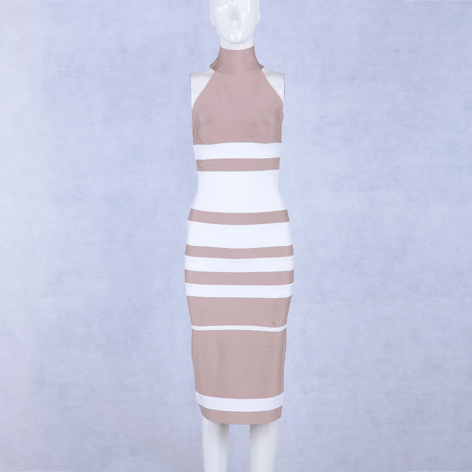 Seamyla Vestido, новинка, Бандажное платье, женское, сексуальное, без рукавов, в полоску, бодикон, знаменитостей, платья для вечеринок, элегантная Клубная одежда, платье миди