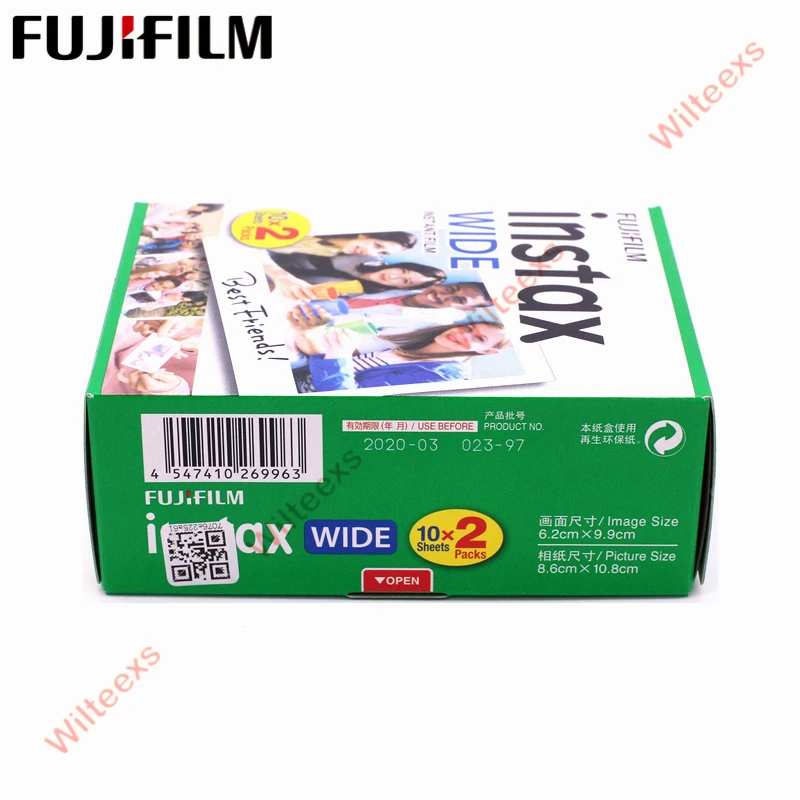 Новинка пленка Fujifilm Instax Wide однотонные двойные пакеты с краями (20 фотографий) для