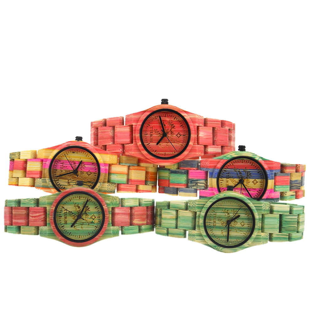 Часы BEWELL женские из бамбука брендовые с деревянным циферблатом в подарок летняя