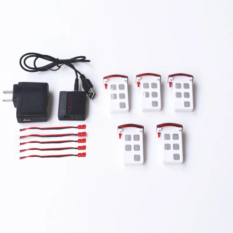 SYMA X5UW X5UC 3.7V 500Mah High Quality Li-Po Battery 5pcs+charger in Set Rc Quadcopter Drone Spare parts | Игрушки и хобби