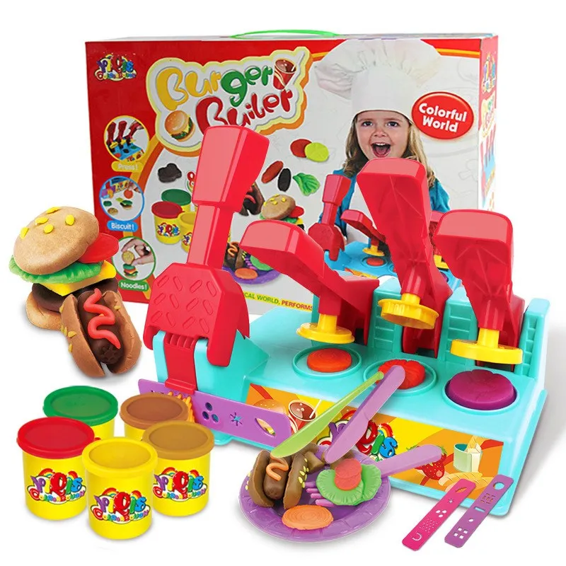 New Burger Builder Colour Clay Dough DIY Handmake Set Pottery Playdough Toys Gift For Children | Игрушки и хобби