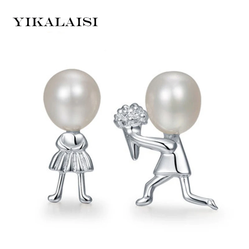 YIKALAIS 925 пробы серебряные украшения серьги из натурального пресноводного жемчуга