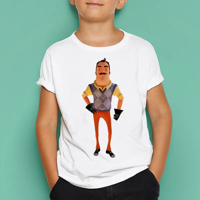 Модные топы унисекс с круглым вырезом и короткими рукавами Hello Neighbor в европейском