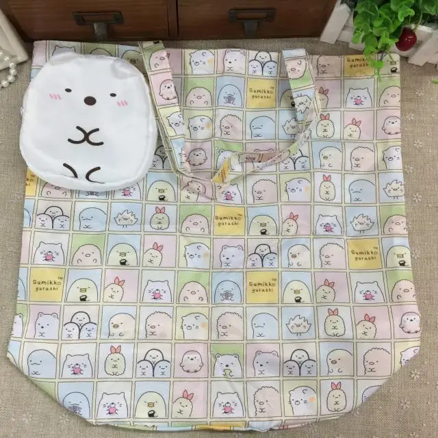 1 шт. sumikko gurashi сумка большая емкость уголок био мультфильм кукла для детей складной переработка сумки шоппер открытый tote сумка унисекс подарок