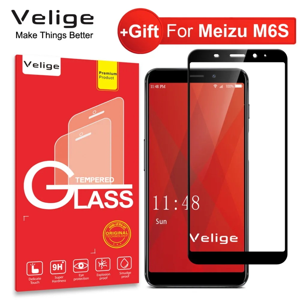 Velige полное покрытие закаленное стекло для Meizu M6S M6 S Meilan S6 защита экрана 0 3 мм HD
