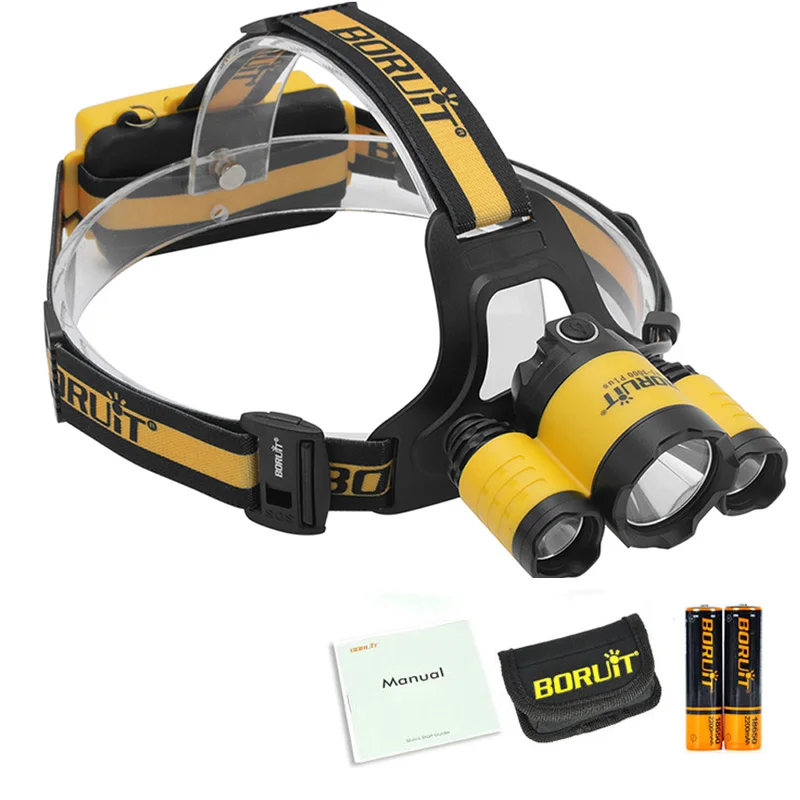 B BORUIT светодиодный Micro USB налобный фонарь RJ-3000 Plus 3x XM-L T6 2x18650 PCB перезаряжаемый аккумулятор головка сенсорный головной светильник - Испускаемый цвет: B