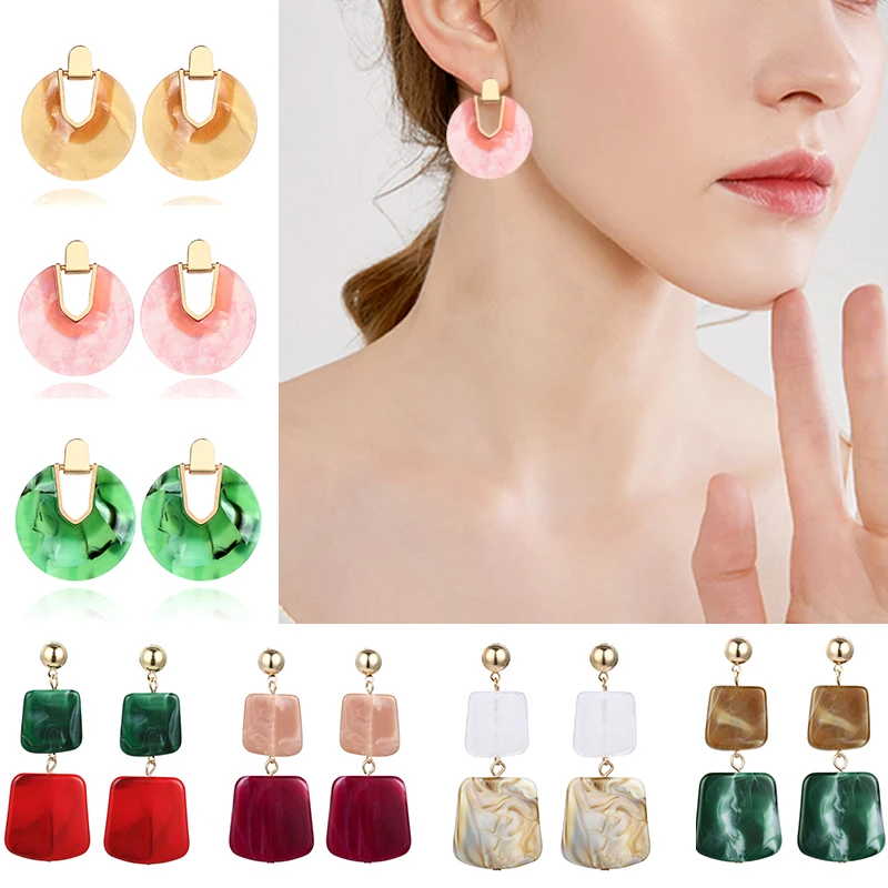 Красочная ацетатная серьга 2019 уксусная кислота геометрические женские Серьги
