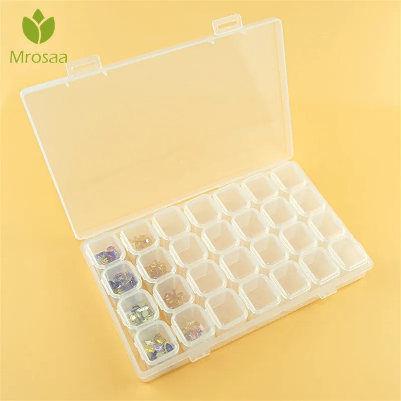 Набор для алмазной живописи с 28 слотами регулируемый пластиковый ящик хранения