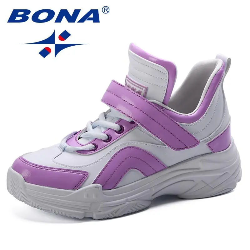 WHITE VIOLET BONA/Коллекция года; модная повседневная обувь; удобная дышащая женская обувь на плоской подошве; удобные трендовые кроссовки на платформе; Chaussure Femme - Цвет: WHITE VIOLET
