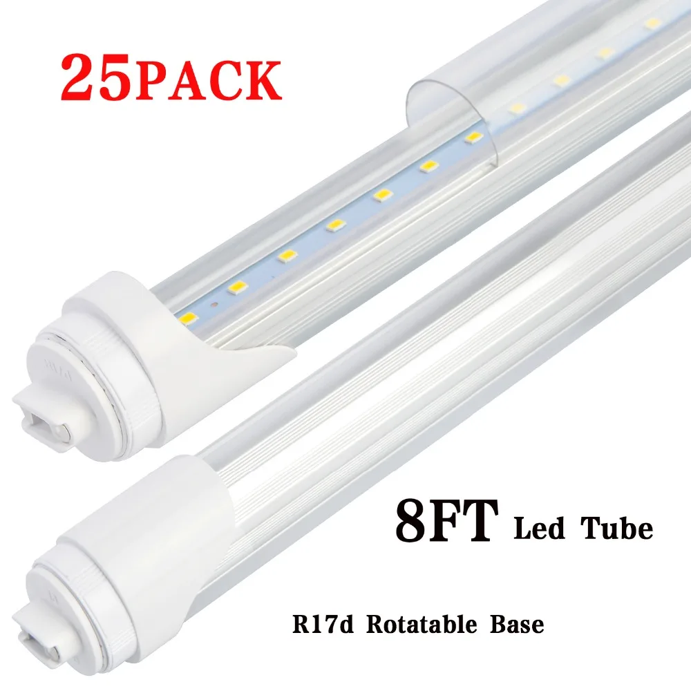 25Pack T8 T10 T12 светодиодные трубки лампочки 8 футов R17D HO вращающееся основание 48 Вт 6000