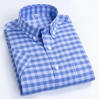 macrosea mens casual shirts leisure design plaid high quality mens social shirts 100 cotton short sleeve mens shirts bln
