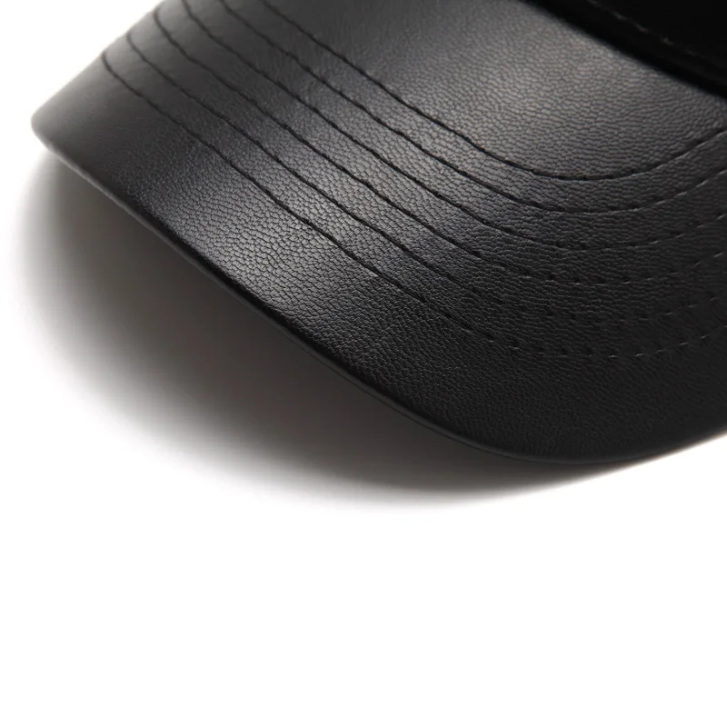 Новая однотонная черная кожаная женская кепка из искусственной кожи для