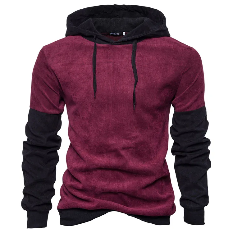 Толстовки мужские Sudaderas Hombre хип хоп мужские s бренд сшивание толстовка с капюшоном приталенный свитер Мужская толстовка XXL - Цвет: Wine red