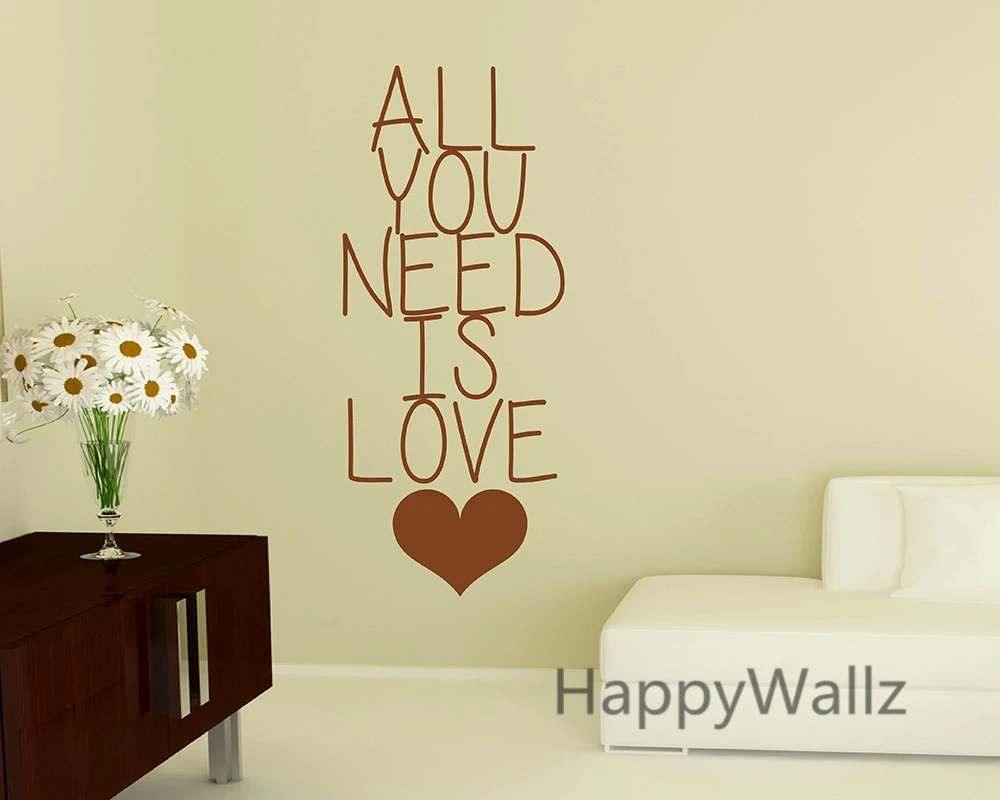 

Love Quote Wall Sticker All You Need is Love Lettering Quote Wall Decals DIY Love Wallpaper Vinyl Custom Colors Wall Sticker Q5