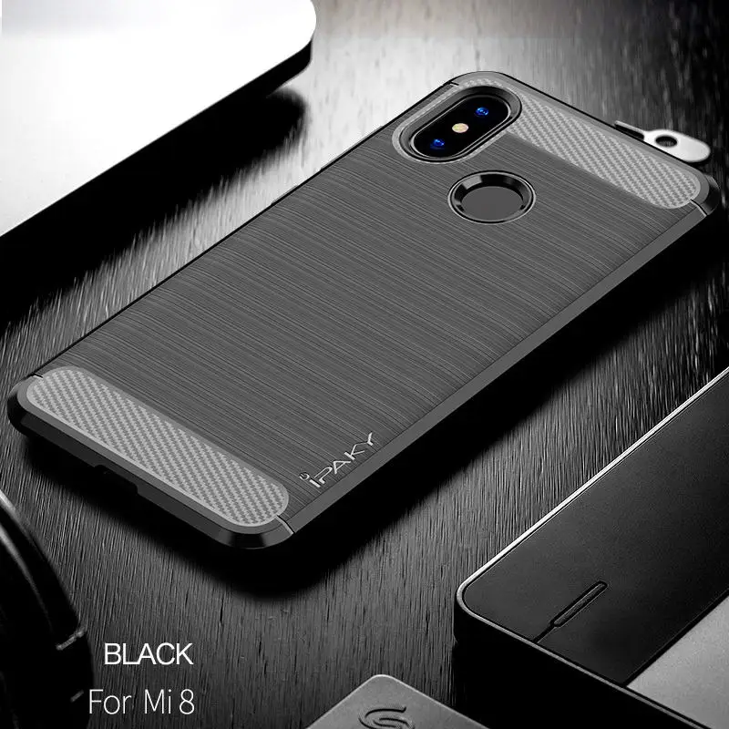Black Для Xiaomi mi 8 Чехол IPAKY mi 8 чехол мягкий силиконовый гибридный защитный чехол из углеродного волокна противоударный чехол для Xiaomi mi 8 SE чехол - Цвет: Black