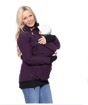 Purple ENbeautter/модные повседневные толстовки для родителей; однотонные женские толстовки на молнии; коллекция года; осенне-зимние топы; многофункциональные пальто - Цвет: Purple