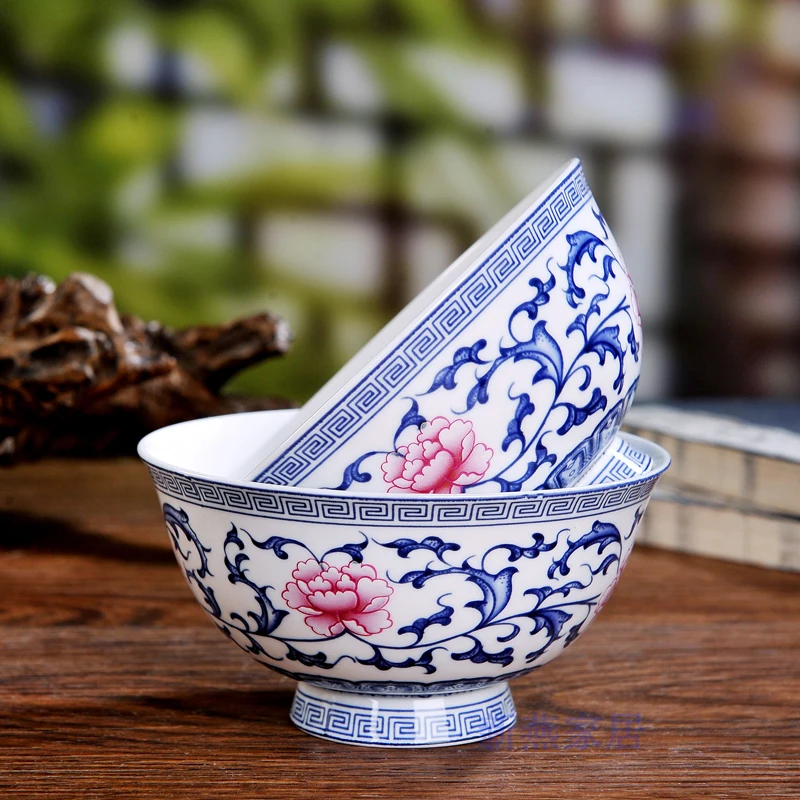 4 5/6 дюймов столовая посуда Jingdezhen сине белая фарфоровая чашка для риса китайские