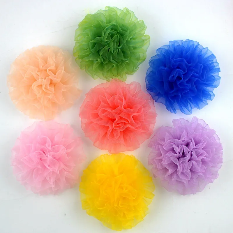 30pcs/lot Hair accessory 8cm 21 colors available Rosettes DIY Satin Silk Fabric Flowers DECORATION HEADDRESS FLOWERS